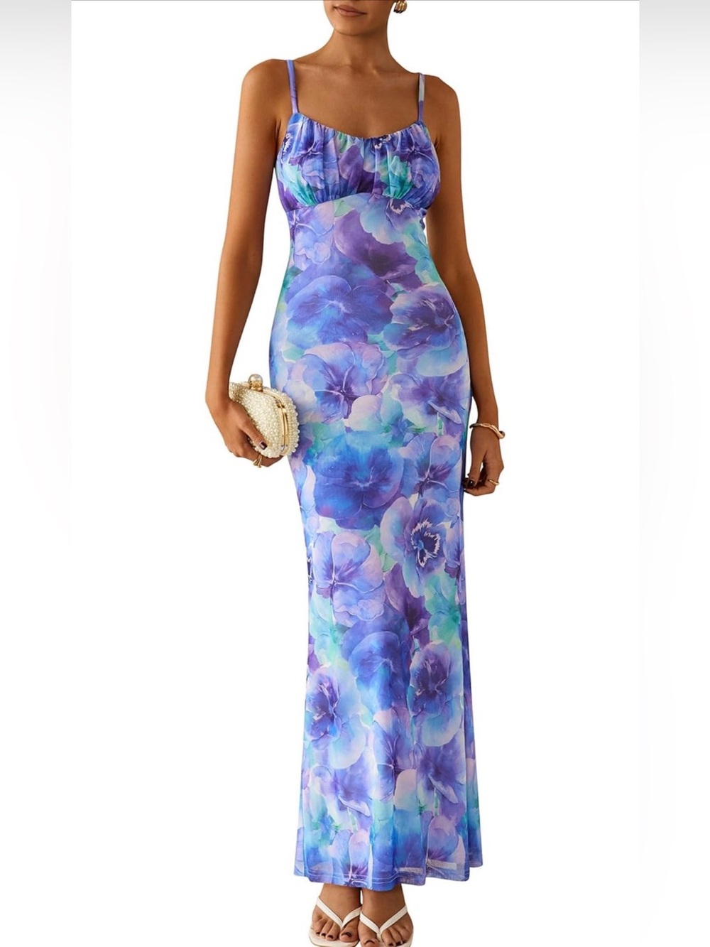 Floral Purple Maxi Slip Dress - Elegant Summer Evening